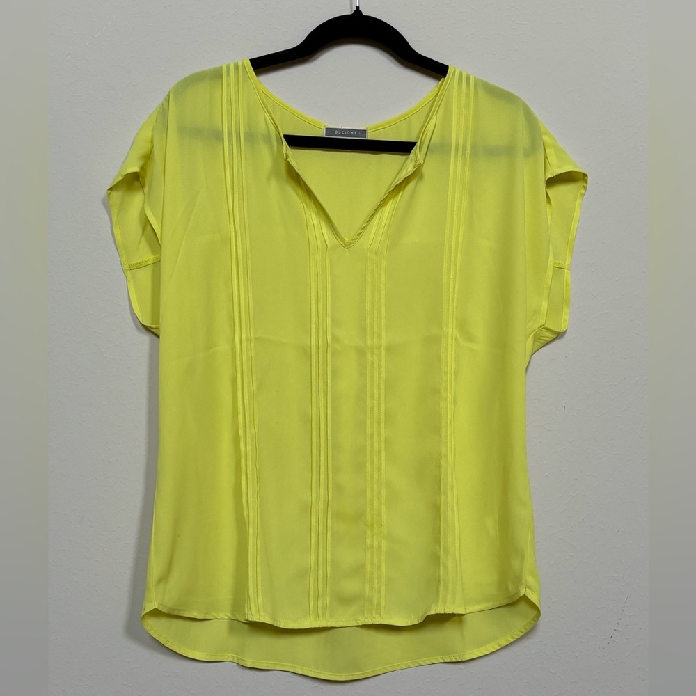 Pleione Yellow Relaxed Ribbed Blouse